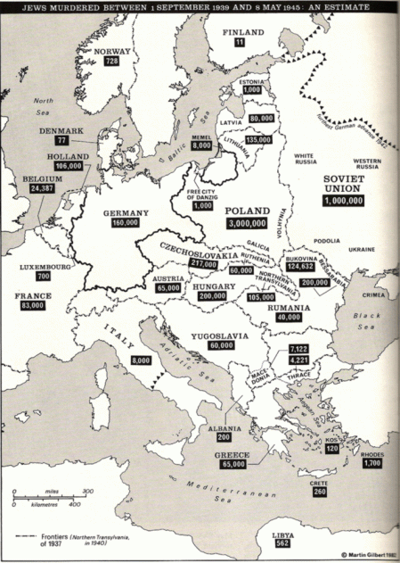 "Atlas of the Holocaust" by Martin Gilbert, Map 316